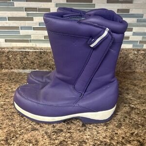Lands End Big Girls Winter Boots Snow Rain Purple Insulated Size 6